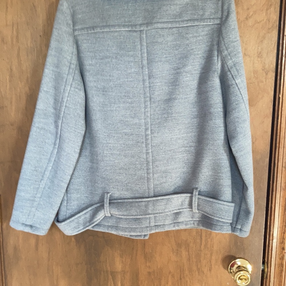 Nine West coat faux fur collar blue collar gray coat moto like style S - Picture 11 of 17